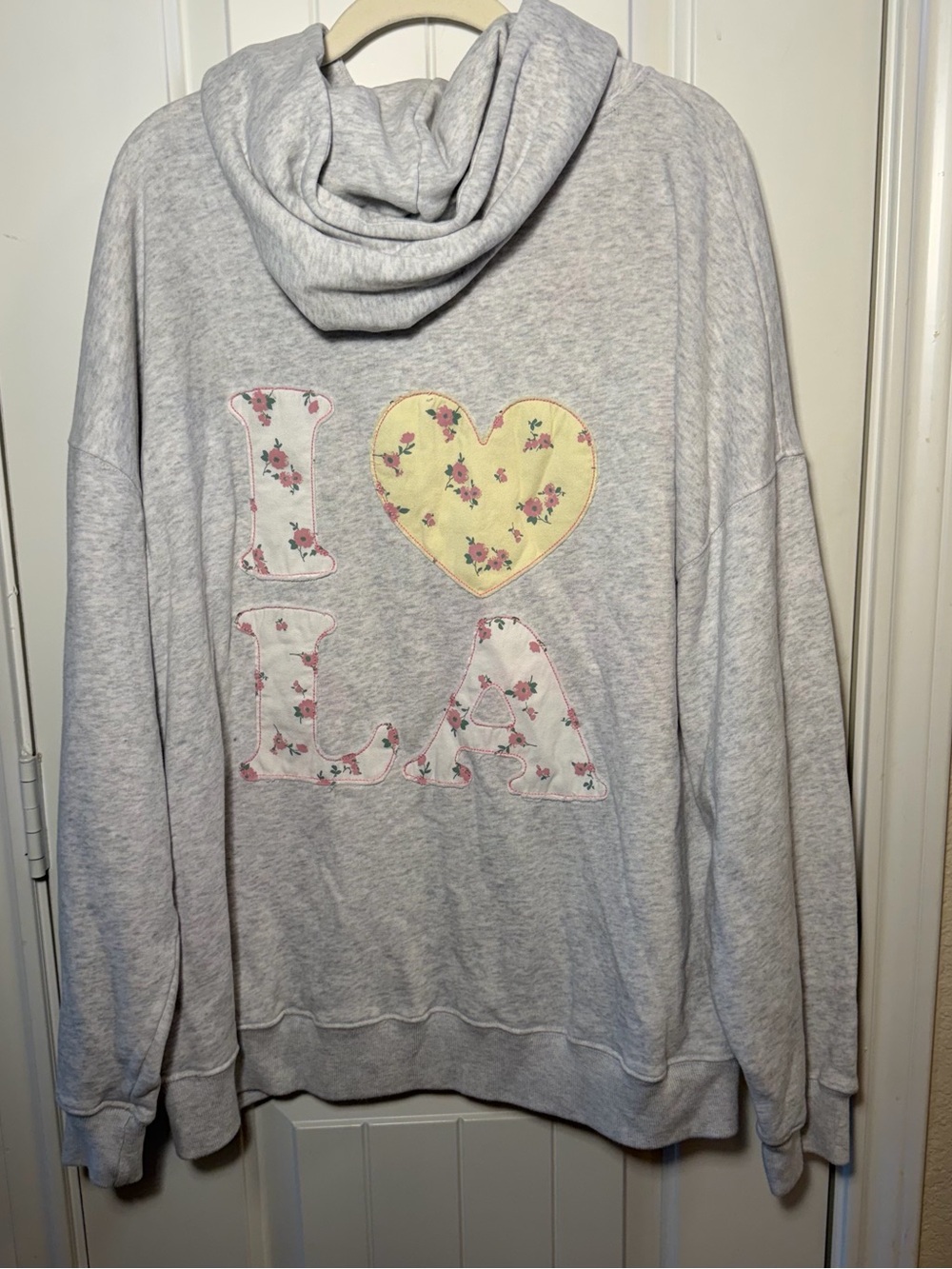 Hollister I Love LA Floral Heart Oversized Hoodie XL | Coquette Aesthetic